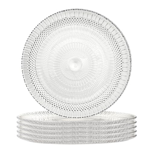 Cryyam Dessert Plates - 6 Inch/15cm Handblown Glass Plates Set of 6 - Small Decorative Salad and Dessert Plates, Clear Glass Dinner Plates for Appetizers, Salads, and Small Meals
