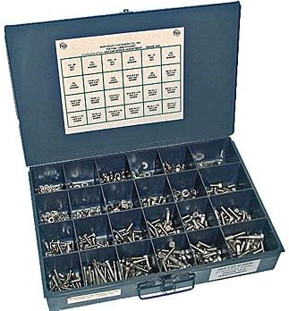 NEF Stainless Steel Hex Bolt (Hex Cap Screw) Hex Nut, Flat Washer and Lock Washer Assortment, 825 Pieces, Grade 18.8,Coarse Thread