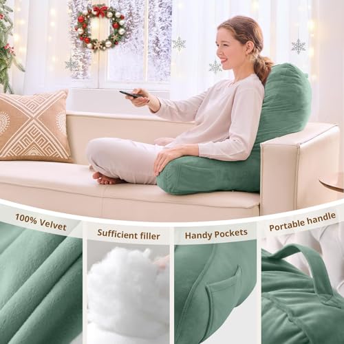 Image of Sasttie Reading Pillow for Bed, Back Pillow for Sitting Up, Sage