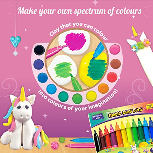 Image of Imagimake Magic Clay | Colour & Create | Unicorn Craft Kit | Air Dry Clay for Art & Craft | Make 10 Super Creations | Birthday Gift for 5-8 Year Old Girls & Boys, Multicolor