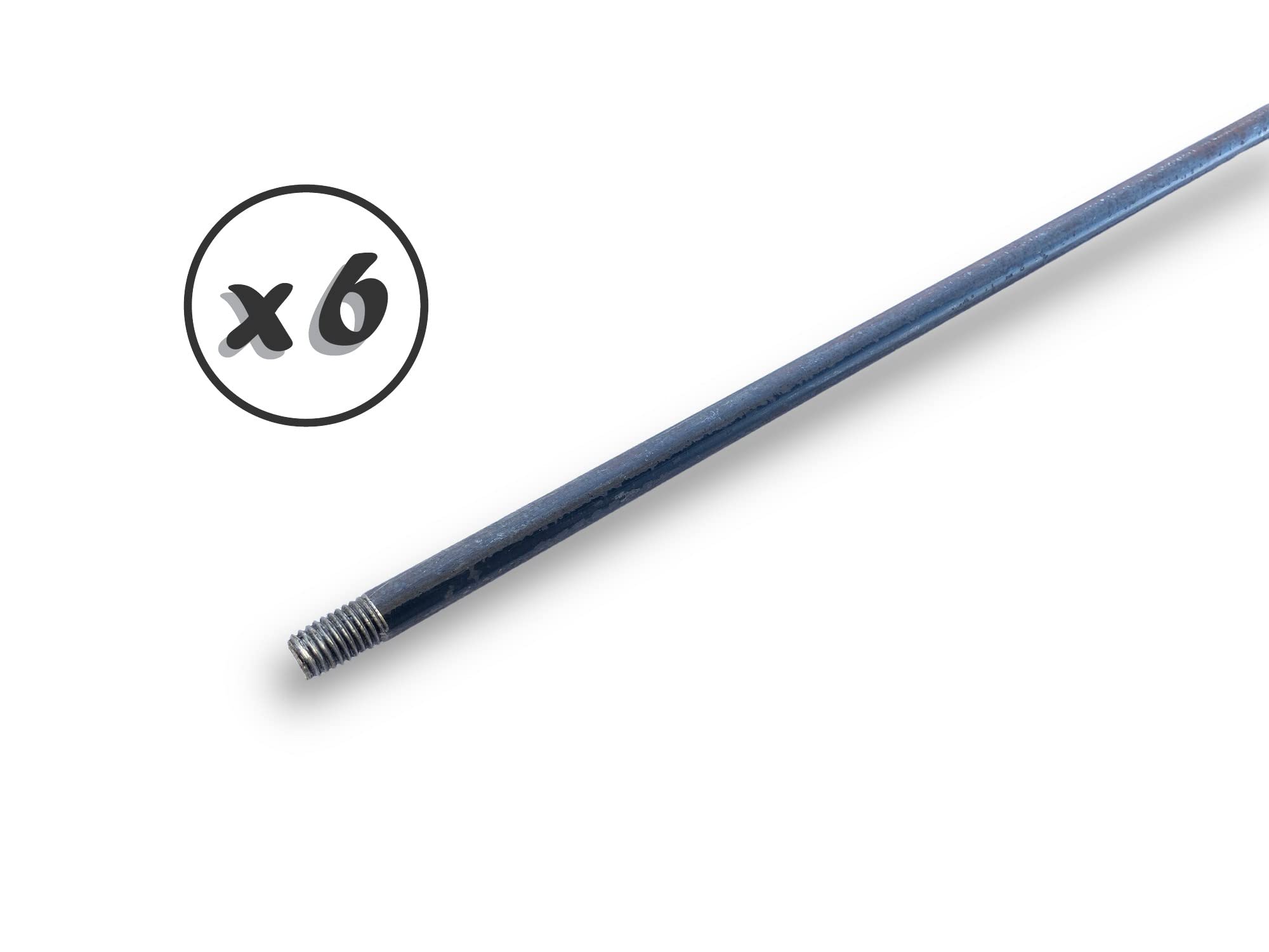Zestaw 6 okrągłych prętów stalowych 100 cm do szczotki rurowej Kibros | Złączka gwintowana M12*175 męska | Kibros 4TMMx6