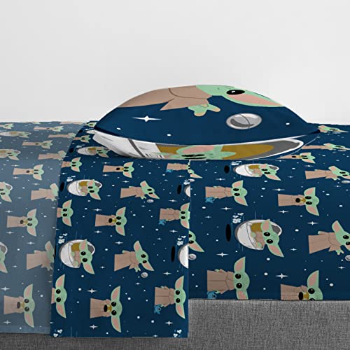 Image of Star Wars Mandalorian Grogu Twin Comforter Set 5 Piece Kids Bedding, Gray | Baby Yoda, Bed in a Bag, Comforter Sheets Sham Pillowcase, Official Brand, Soft Microfiber, Machine Washable, Kids Gift