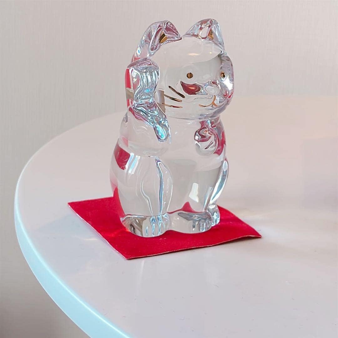 【T】Baccarat クリスタル 猫の置物 Cat Maneki Neko Octagon Figurine | Baccarat Japan