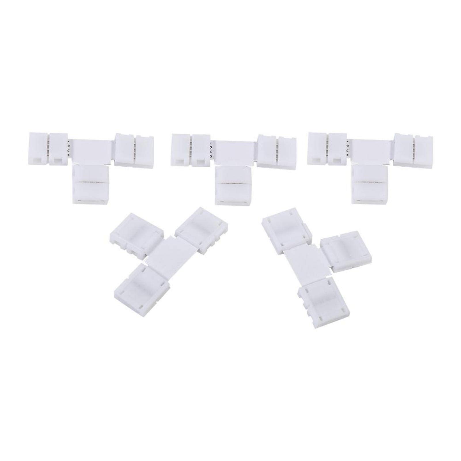 Kuuleyn Led Strip Light Connector,X/T Shape 5Pcs Solderless 4pin Clip-on Connectors Adapters for 10mm RGB 5050 LED Strip Light(T shape)