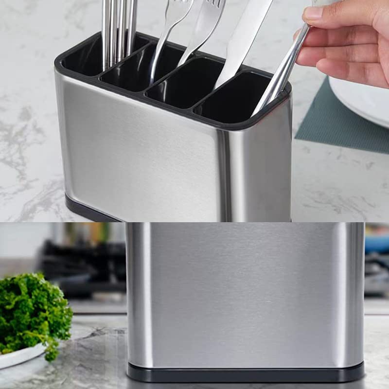 Porte-couverts En Inox 4 Pièces - Égouttoir De Cuisine - Range Couteaux, Cuillères - Design Compact