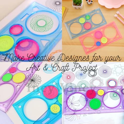 Image of Scale for Kids Birthday Return Gift (Pack of 6), Kids Return Gift, Design Ruler for Boys and Girls, Spirograph, Art Craft, Stationery (Pack of 6), Multicolor
