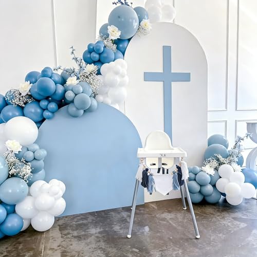Image of Lukiituke Dusty Blue Balloons, 60Pcs Blue and White Balloons | 12in Latex Balloon for Birthday Wedding Bridal Showerl Decorations