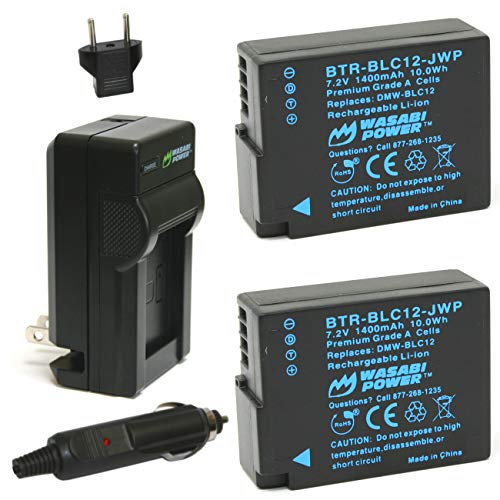 Wasabi Power Battery (2-Pack) and Charger for Panasonic DMW-BLC12 and Leica BP-DC12, BP-DC12-U