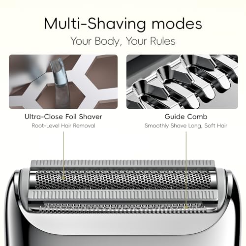 Image of yoose Electric Razors for Women, IPX7 Alloy Body Bikini Trimmer for Women (USB-C, Trimmer Comb, Multi Shaving Modes), Portable Size, Porcelain White