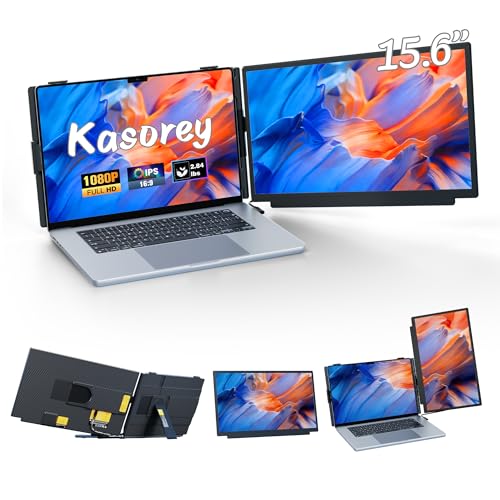 Image of kasorey Laptop Screen Extender, 15.6 inch FHD 1080P Detachable Laptop Monitor Extender for 13-17.3 inch Laptop, Plug-Play Portable Laptop Extended Monitor, Slim 0.27'' Travel Monitor for Wins /Mac /Android /PS5
