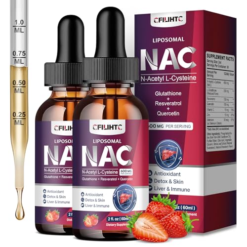 Image of Liposomal Liquid NAC Supplement N-Acetyl Cysteine Drops, N Acetyl Cysteine 600mg with Glutathione, Resveratrol & Zinc for Adults & Kids Liver Lung Antioxidant Immune & Skin Health, Strawberry 4 Fl Oz