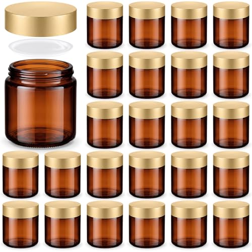 Image of Norme 24 Pcs 4 oz Glass Jars with Lids Cosmetic Jars, Amber, Gold
