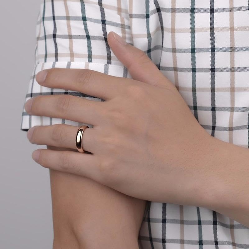 Image of El Regalo Solid Stainless Steel 6mm Plain Classic Band Ring Comfort-Fit for Men Women- Anti Tarnish /Waterproof Plain Dome Stacking Simple Rings Bands Thumb Finger Ring