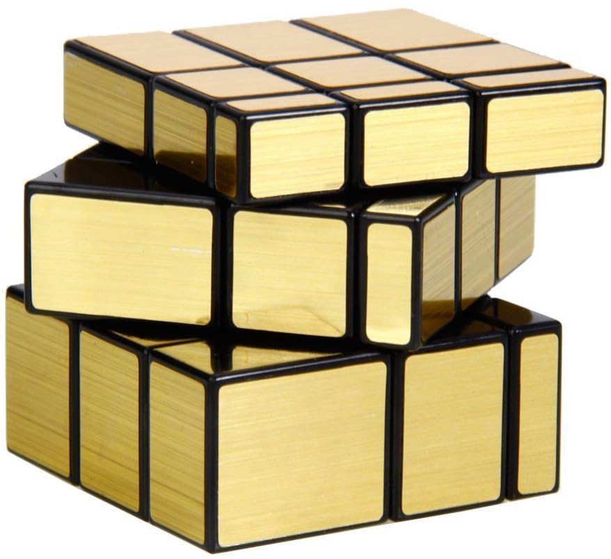 Image of Hawkister QiYi Golden Mirror 3x3 Speed Cube | Shape-Shifting 3x3x3 Puzzle | Metallic Golden & Anti-Pop Design, 57mm Smooth Turning Logic Brain Teaser for Kids & Adults