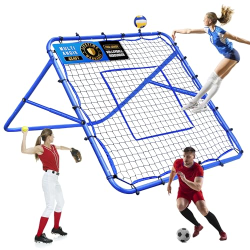 Volleyball Rebounder Net, Soccer Baseball Rebound Pitchback Net, 4x4ft Adjustable Target Practice Nets, Easy Setup Softball Bounce Back Trainer Equipment, Improve Sport Training Skills for Backyard