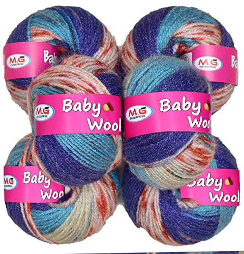 Image of M.G ENTERPRISE Premium Wool 100% Acrylic Wool Azul (10 pc) Baby Wool M /G Wool Ball Hand Knitting Wool /Art Craft Soft M /G Fingering Crochet Hook Yar GF