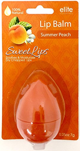 Elite Essentials Summer Peach 100% Natural Lip Balm- Soothes and Moisturizes Dry Chapped Lips