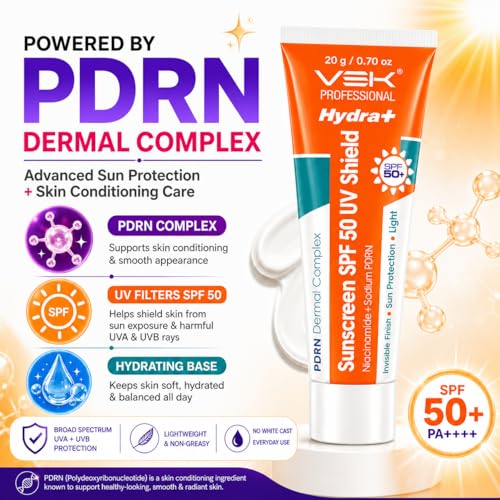 Image of PDRN Dermal Complex Sunscreen SPF 50+ PA++++ | Lightweight Non-Greasy Sun Protection | Niacinamide Hydrating SPF Cream | No White Cast Daily Use | Broad Spectrum UVA UVB Protection for All Skin Types | 20g