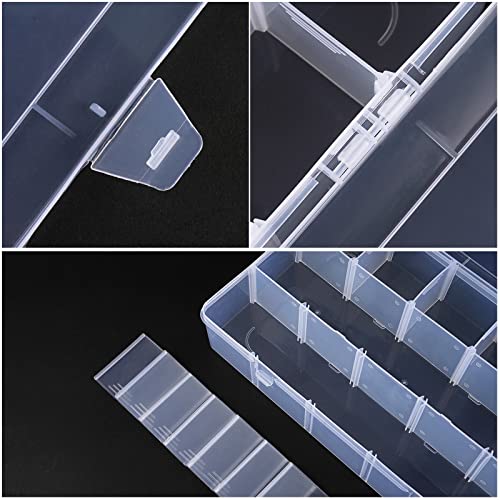 Image of BTremary 15 Grids Clear Plastic Storage Box with Compartment, Craft Organizers and Storage, Transparent Jewelry Storage Box, Small Parts Organizer for Sewing Bead Washi Tape Thread (Pack of 2)