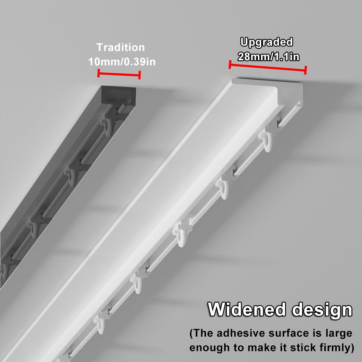 Ensemble de rails de rideaux auto-adhésifs pour plafond et mur – 240 cm sans perçage pour chambre/bureau/salon – Système de rails facile à installer