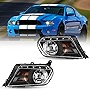 Nixon Offroad Headlights Assembly for 2010 2011 2012 2013 2014 Ford Mustang, Aftermarket Mustang Headlamps Replacements, High Low Beam, Amber Turn Signal Lights, Left & Right Sides