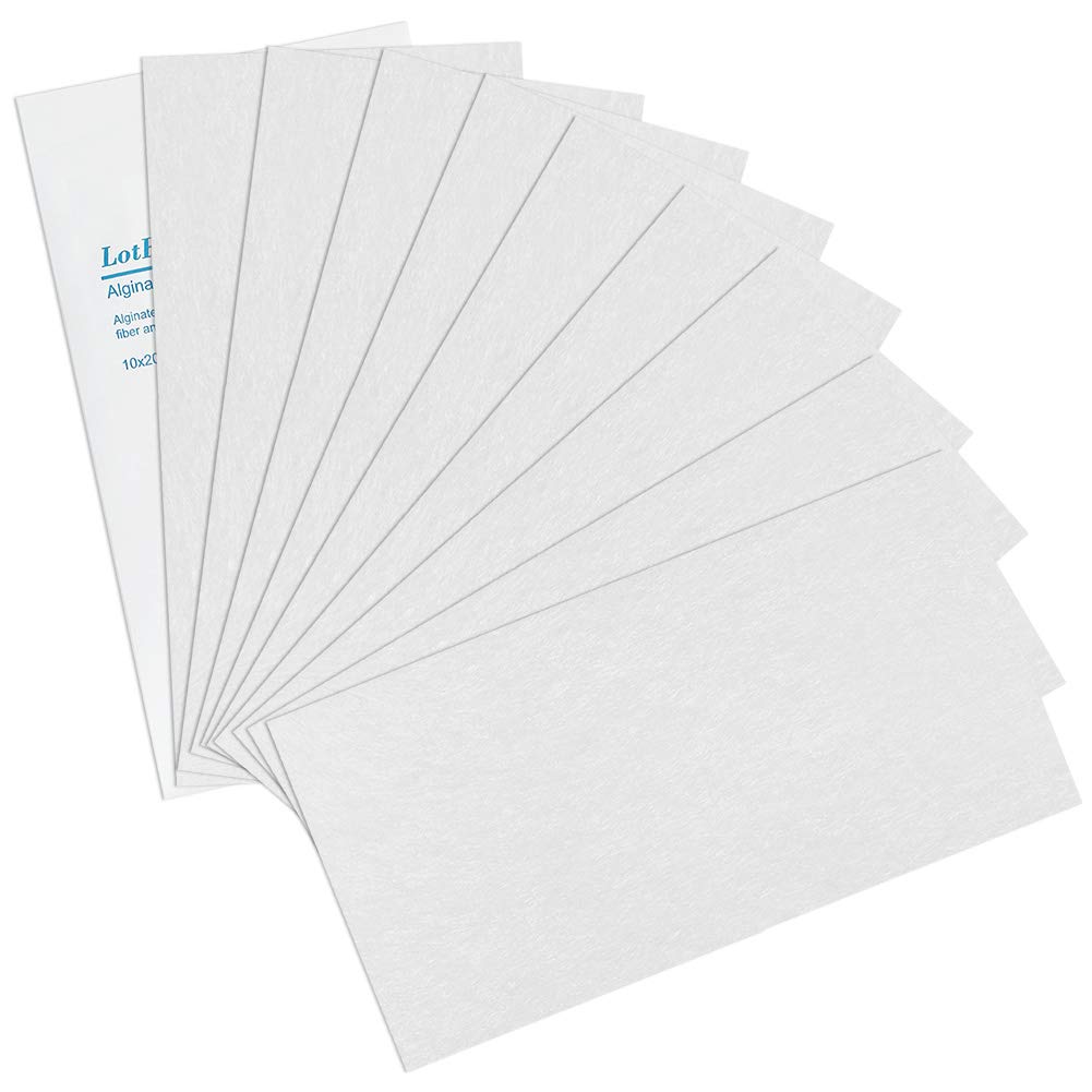 LotFancy 10 Count Calcium Alginate Wound Dressing, 4”x8”, Non-Stick Padding, Highly Absorbent Wound Dressings Pads for Emergency Care Fast Healing