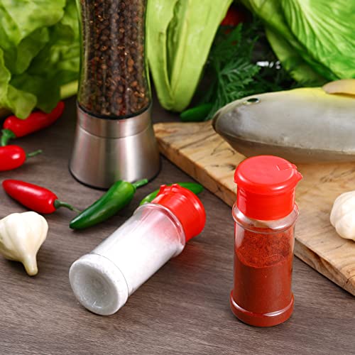 50 Pcs Plastic Spice Jars Bottles Spice Containers with Lid Seasoning Shaker 3.3fl Oz/100ml for Storing Herbs Powders Kitchen Camp