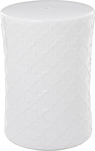 Deco 79 Mesa decorativa contemporánea de cerámica, 13 x 13 x 19 pulgadas, color blanco