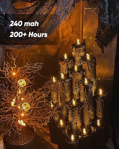 Image of BEICHI Flameless Candles, Battery Operated LED Tealights Votive Flickering for Party Halloween, Christmas, Wedding- 24Pack, Black Light