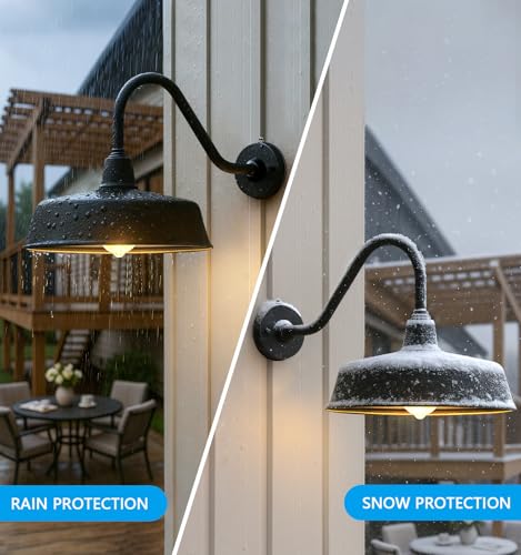 Image of JOESA Enhance The Aesthetics of Your Outdoor Space with a Stylish Black Gooseneck Barn Light - Durable and Weatherproof Design, Perfect for Illuminating Porch, Garage, and More.