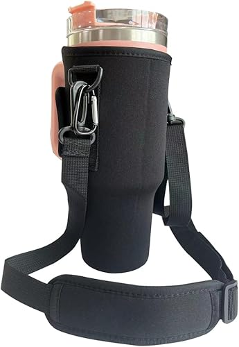 Miniatura 3 de Water Bottle Carrier Bag for Stanley 40 Oz Tumbler With Handle, Water Bottle Holder with Adjustable Shoulder Strap & Pocket, Neoprene Cup Water