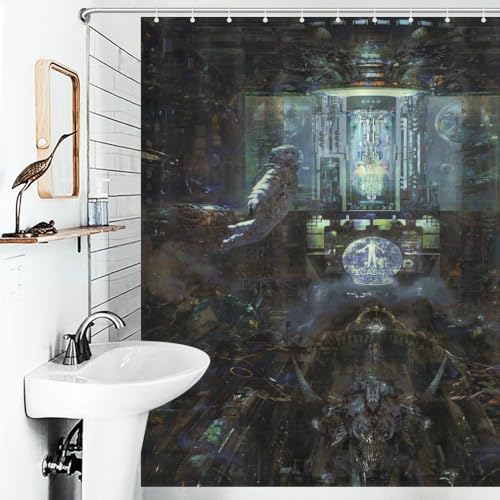 Rideau de douche astronaute imperméable et lavable pour baignoire propre