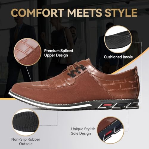 Image of Mens Dress Shoes Casual Business Oxford Derby Orthopedic Leather Shoes Simple Lace-up Walk Loafers Flats Shoes for Men