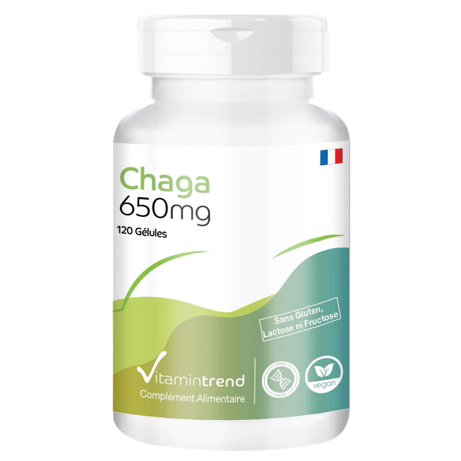 Vitamintrend Poudre de chaga 650 mg, 120 gélules, complément alimentaire végan sans stéarate de magnésium, fabriqué en Allemagne