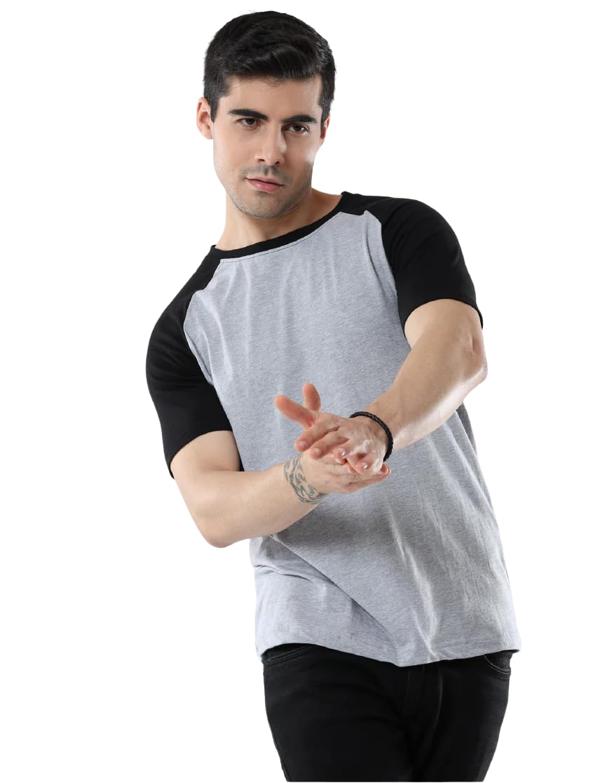 Men's Raglan Half Sleeve T-Shirt, Round Neck, Cotton Blend, 160 GSM, Bio Washed, Casual & Sports Wear-picture-36