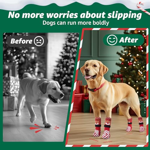 LOOBANI Meias de Cachorro de Natal para Evitar Lamber As Patas, Pisos de Madeira Antiderrapantes, Me