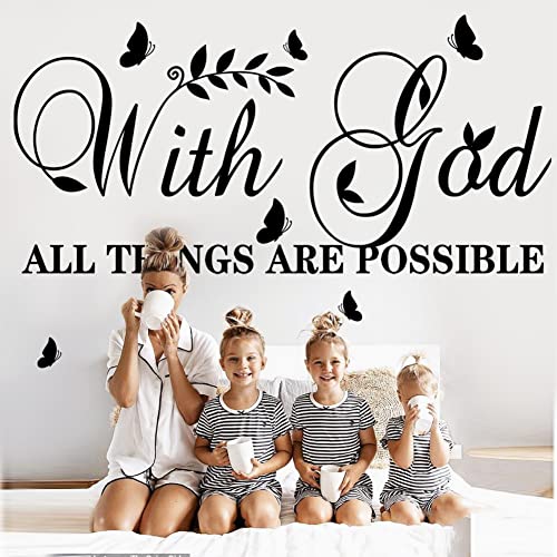 With God All Things Are Possible Wall Stickers Inspirational Wall Decal Vinyl Wall Decals Motivational Office Decor Quote Wall Art Vinyl Wall Decal Living Bed Room School Words Saying #TOP4