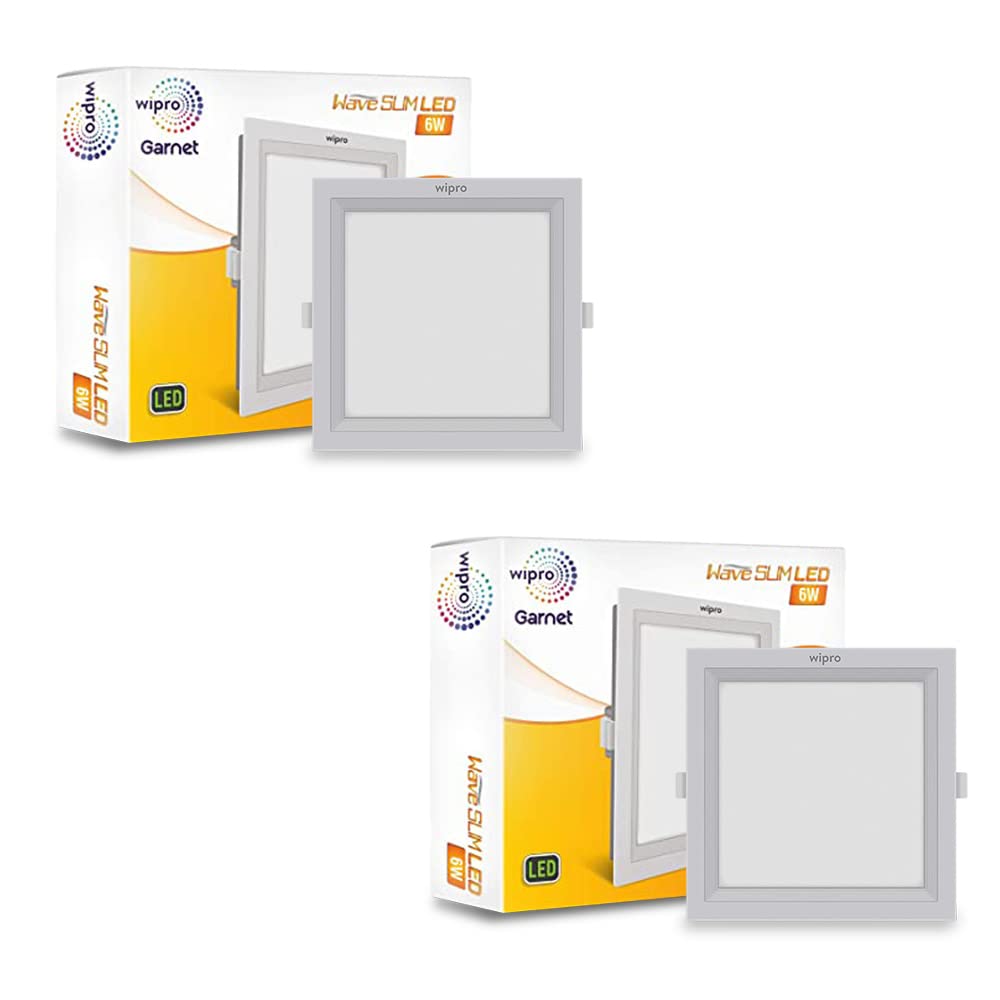 wipro Garnet 6W Square LED Wave Panel Light for Ceiling | Warm White Light (3000K) | Ultra-Slim Design | Recessed Down Light for False Ceiling |POP Ceiling Light | Cutout - 100x100mm | Pack of 2-picture-10