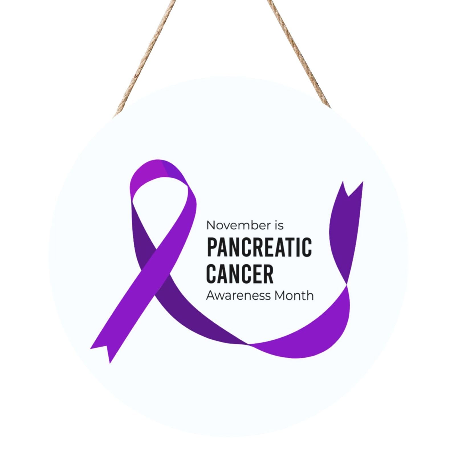 Pancreatic Cancer Awareness Door Signs Plaques Wood Welcome Sign For Front Door Wall Hanging For Home Farmhouse Office Classroom Party Decoration
