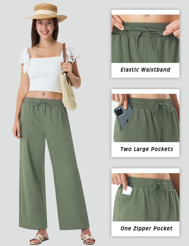 Women's Palazzo Pants for 29"/31" Flowy Travel Wide Leg Pants 2026 Ladies Casual Summer Loose Beach Lounge - Image 5