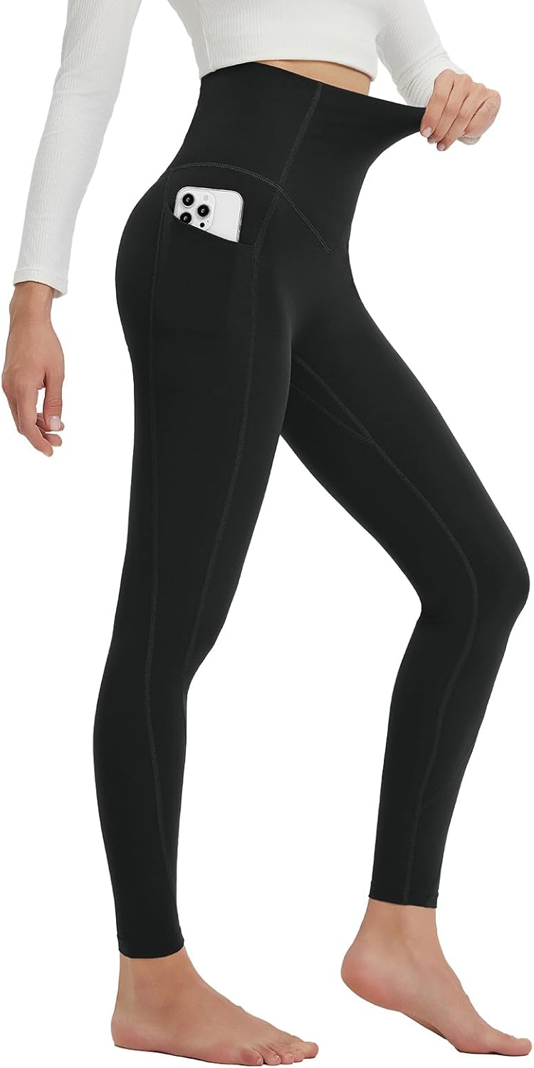 baleaf Super High Waisted Leggings for Women with Pockets Stretchy Tummy Control Soft Yoga Workout Gym Petite Pants