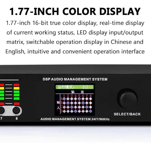 Procesador de audio digital, efector de preetapa de 4 en 8 salidas, ecualizador gráfico con pantalla LCD, reducción inteligente de ruido para micrófonos