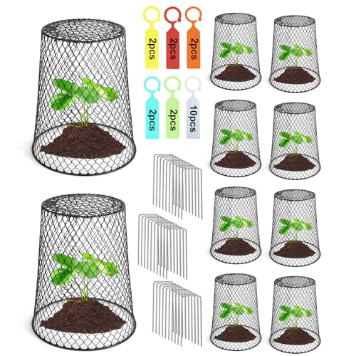 10 Pcs 6.8'×7.4' (Multiple Sizes/Quantities Available) Seedling Plant Protectors from Animals, Chicken Wire Plant Cage Garden Cloche to Protect Plants Vegetables from Rabbits Squirrels Chicken