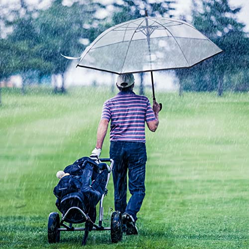 Fabbay 2 Pack 56 Inch Large Clear Golf Umbrella Auto Open Transparent Umbrella Windproof Dome Rain Stick Umbrella With Storage Bags J Hook Handle Wedding Umbrella For Adult Women Men Bride Golf #TOP5
