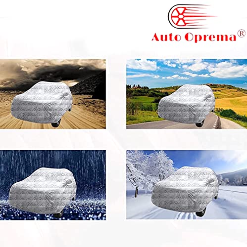 Image of Auto Oprema Waterproof Car Body Cover with Mirror and Soft Cotton Lining (Triple Stitched) (Silver with Red Piping) Compatible with Palio D Car Bumper to Bumper Accurately.