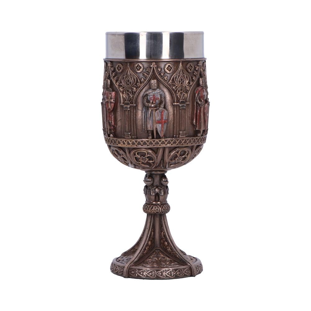 Nemesis Now Verre de chevalier, calice médiéval orné, tasse amovible en acier inoxydable pour boire – Verre des Templiers