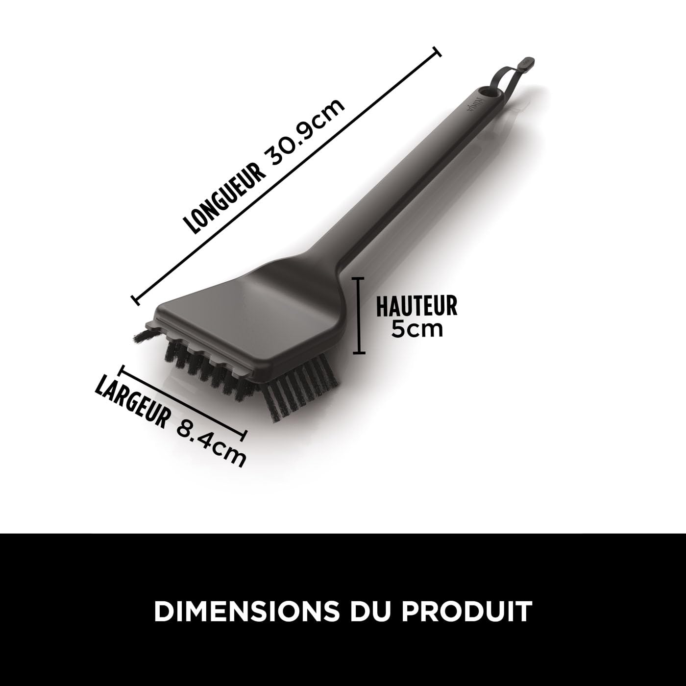 Ninja Woodfire Brosse de nettoyage de Barbecue, brosse pour barbecue avec poils inclinés et boucle, compatible avec les barbecues électrique d'extérieur OG701 / OG850 / OG901, noire, XSKOGXLCNBSEU - 3