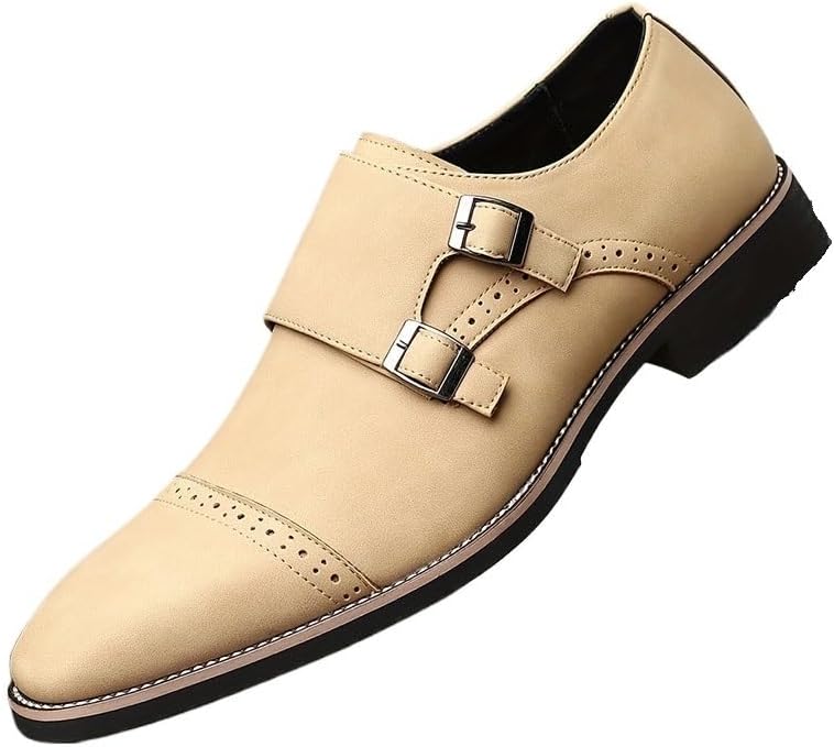 Men's Fashionable Metal Buckle Business Dress Shoes Low-top Pointed Toe Oxford Shoes for Wedding Party Work Men Versatile Comfortable Shoes