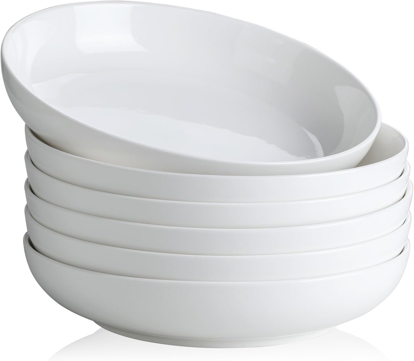 Y YHY Pasta Bowls for Small Portions, 22 Ounce Salad White Bowl Plates Set of 6, Porcelain Dishes for Serving Dinner - Dinnerware Sets Microwave Dishwasher Safe Thanksgiving Day Gift 22oz White