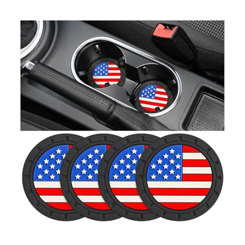 Portavasos para carro con diseño bandera USA, 4 unidades